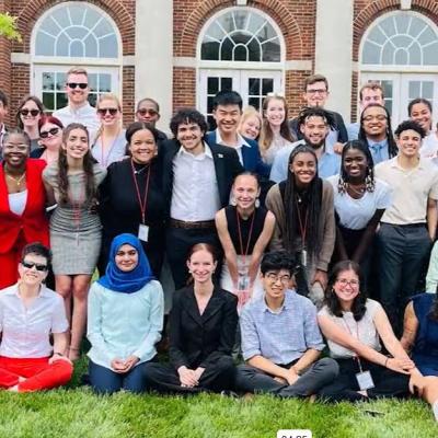 A group of Truman Scholars sitting outside